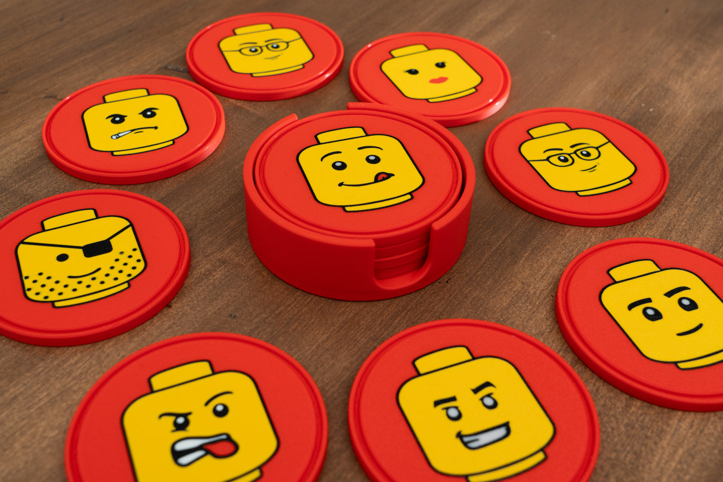 Brick Minifigure Head Drink Coasters