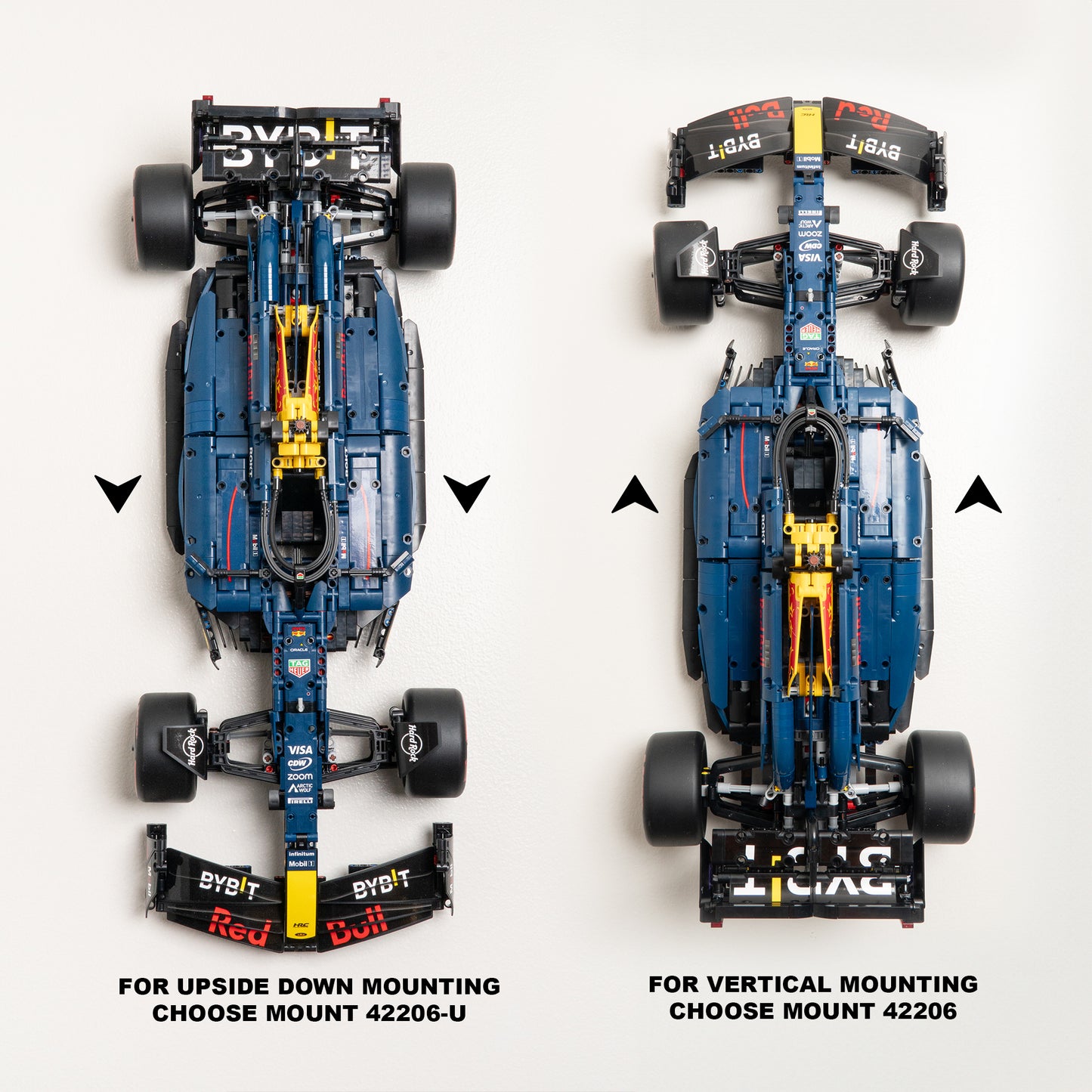 Vertical Wall Mount for LEGO Oracle Red Bull Racing RB20 F1 Car - 42206