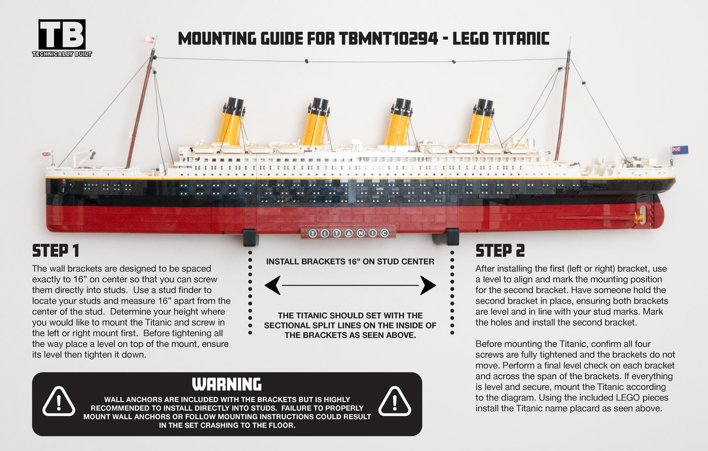 Wall Mount for LEGO Creator Expert Titanic-10294