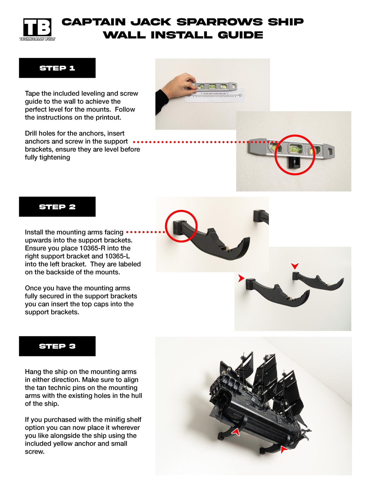 Wall Mount for LEGO Icons Captain Jack Sparrow's Pirate Ship (10365)