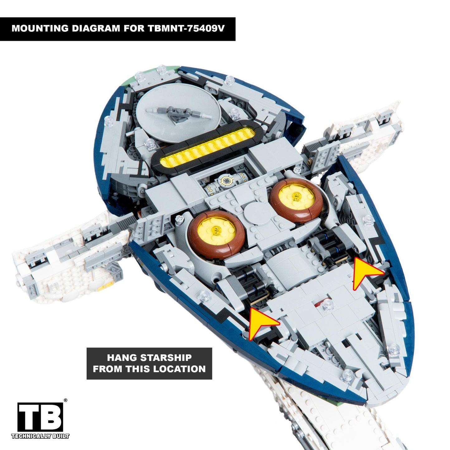 Vertical Wall Mount for LEGO Star Wars Jango Fett's Firespray-Class Starship-75409