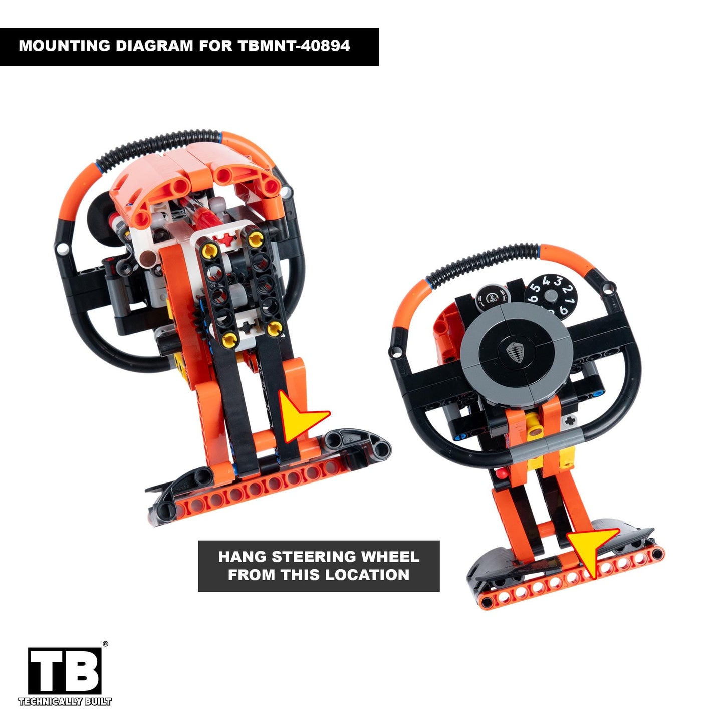 Wall Mount for LEGO Technic Koenigsegg Sadair's Spear Steering Wheel-40894