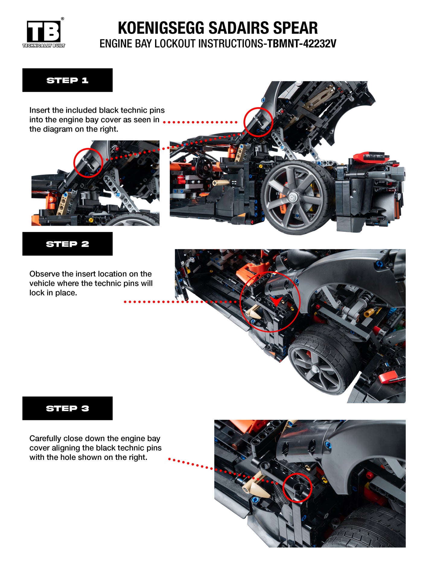 Vertical Wall Mount for LEGO Technic Koenigsegg Sadair's Spear Megacar-42232