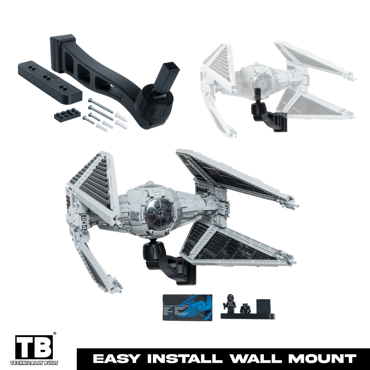 Cobra Arm Wall Mount Compatible With LEGO Star Wars TIE Interceptor 75382
