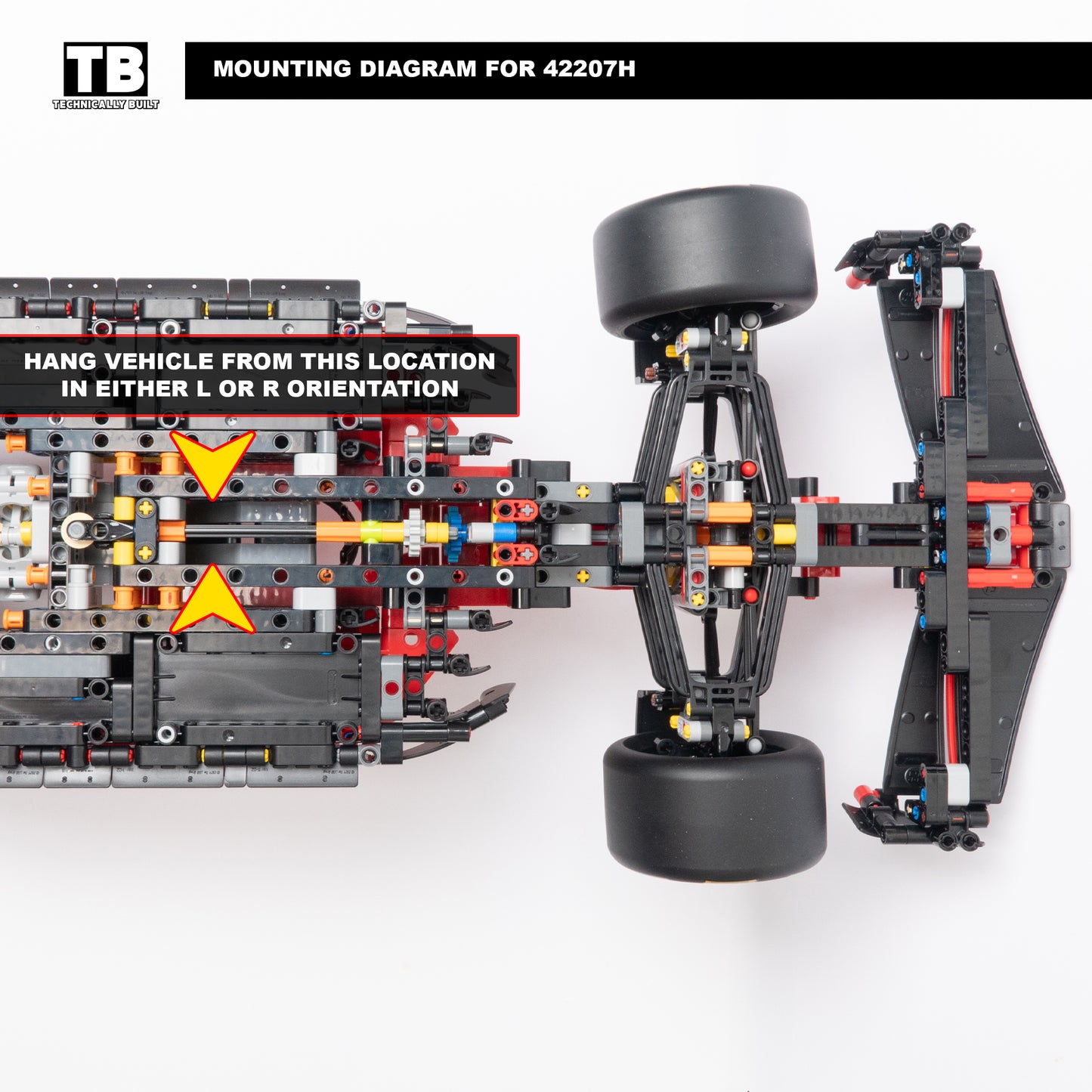Horizontal Wall Mount for LEGO Technic Ferrari SF-24 F1-42207