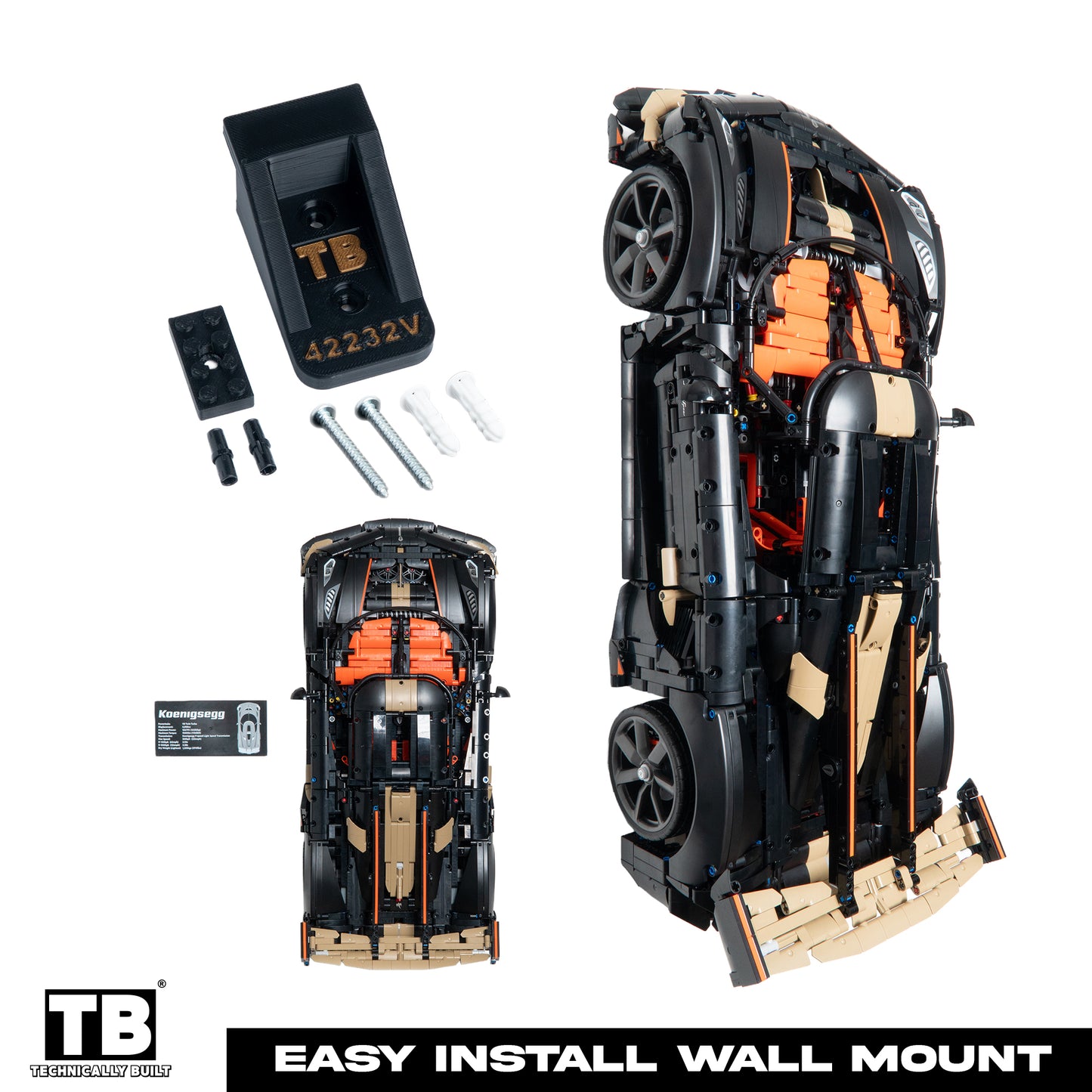 Vertical Wall Mount for LEGO Technic Koenigsegg Sadair's Spear Megacar-42232