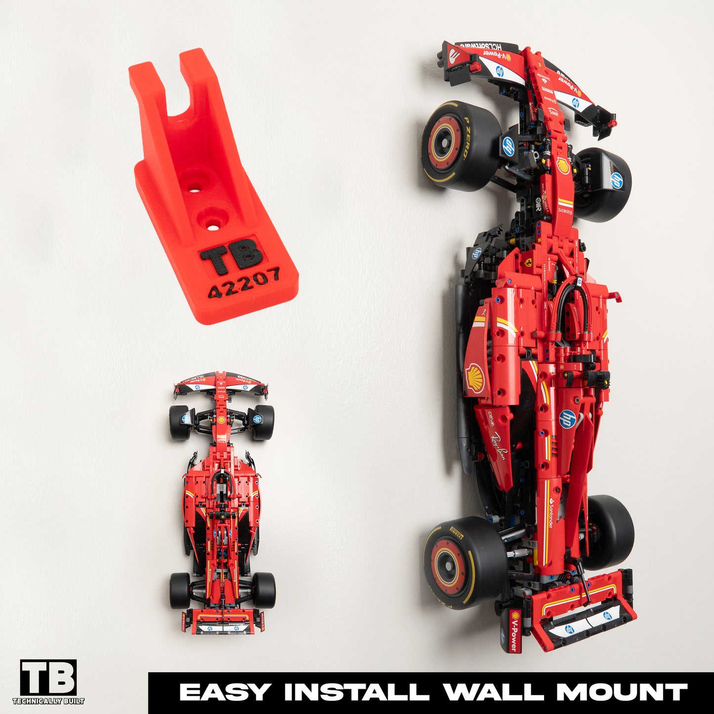 Vertical Wall Mount for LEGO Ferrari SF-24 F1 Car-42207