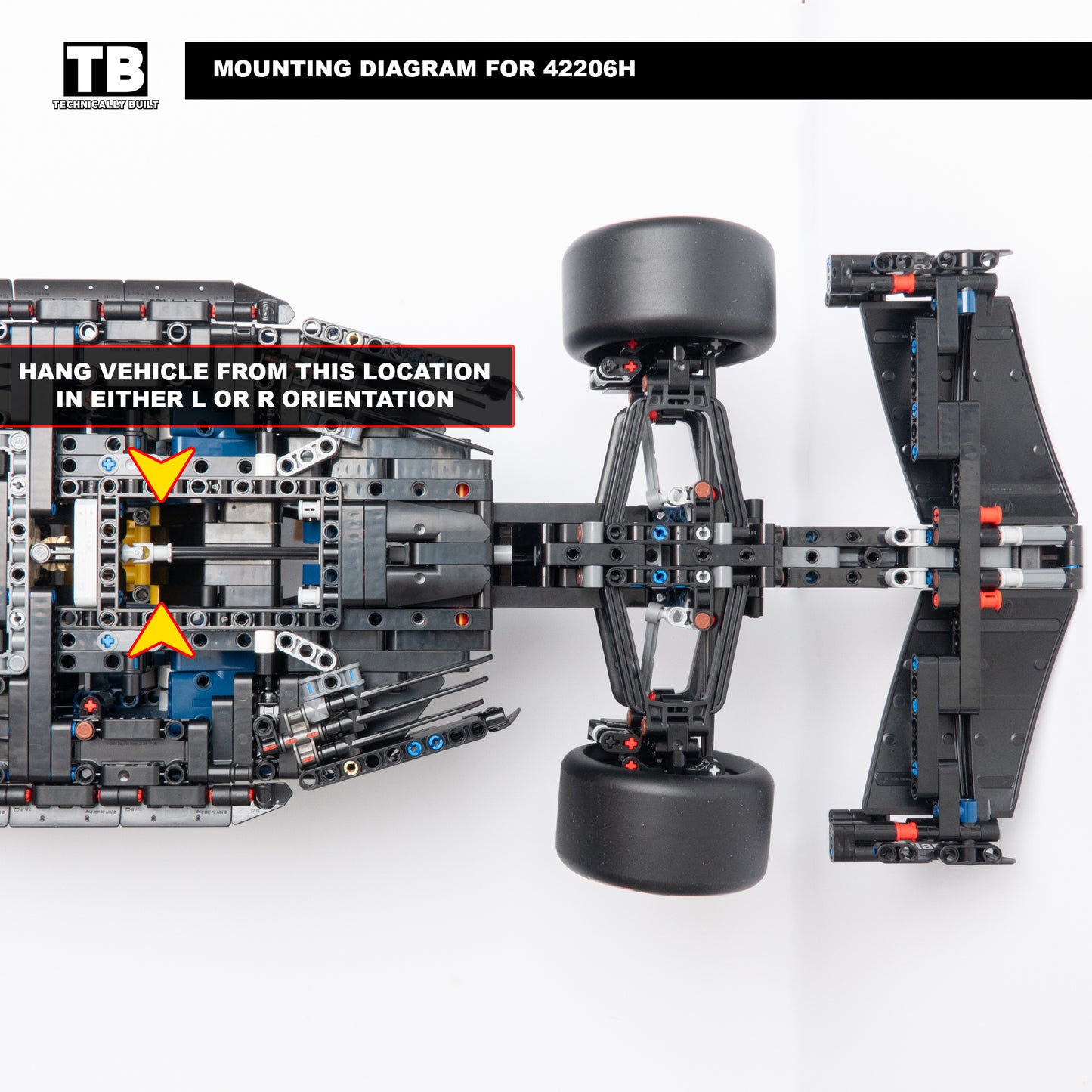 Horizontal Wall Mount for LEGO Technic Oracle Red Bull RB20 F1-42206
