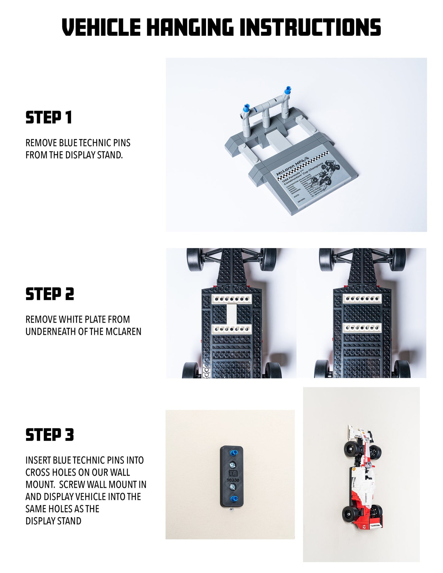 Wall Mount for LEGO Icons McLaren MP4/4 & Ayrton Senna - 10330