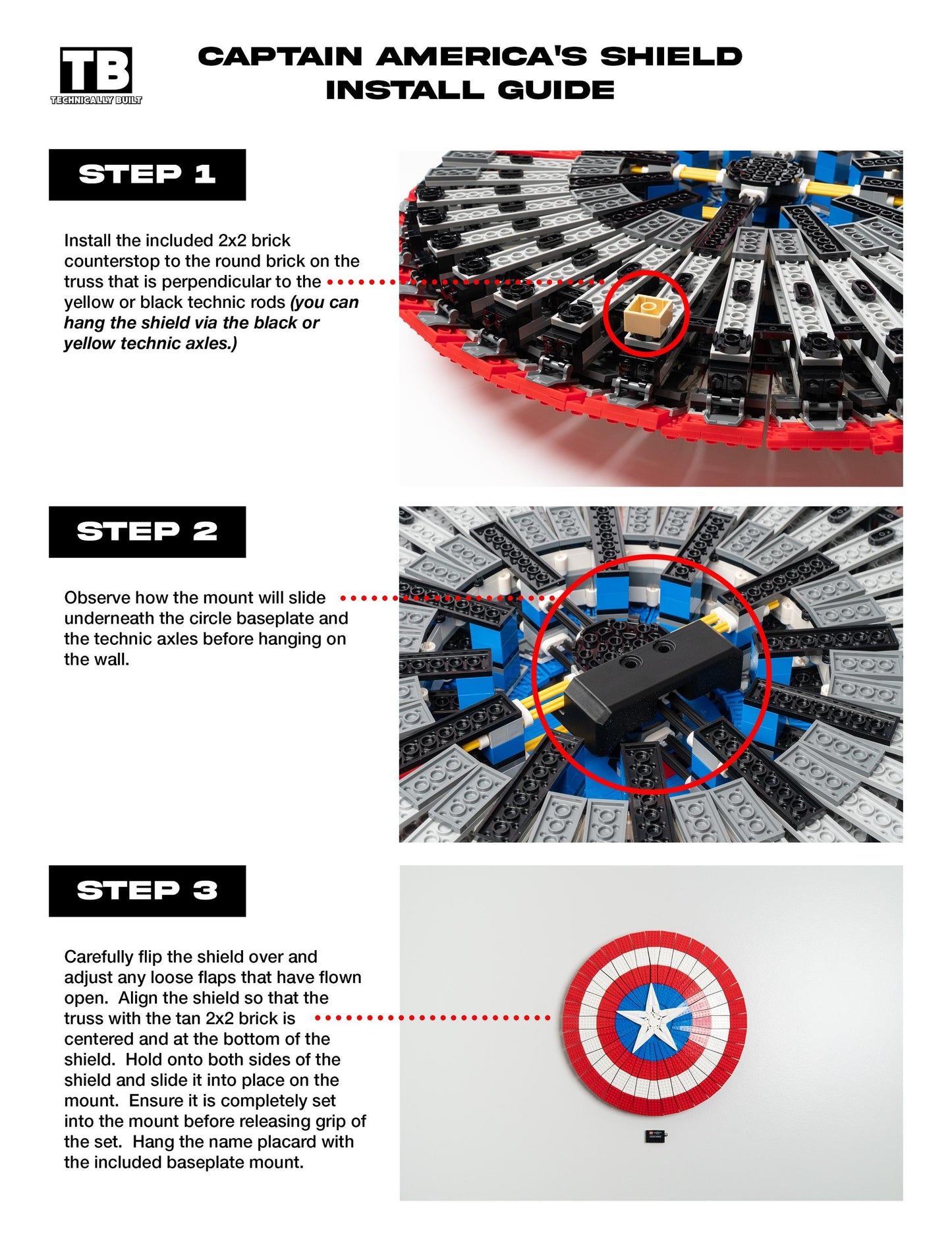 Wall Mount for LEGO Captain America's Shield-76262