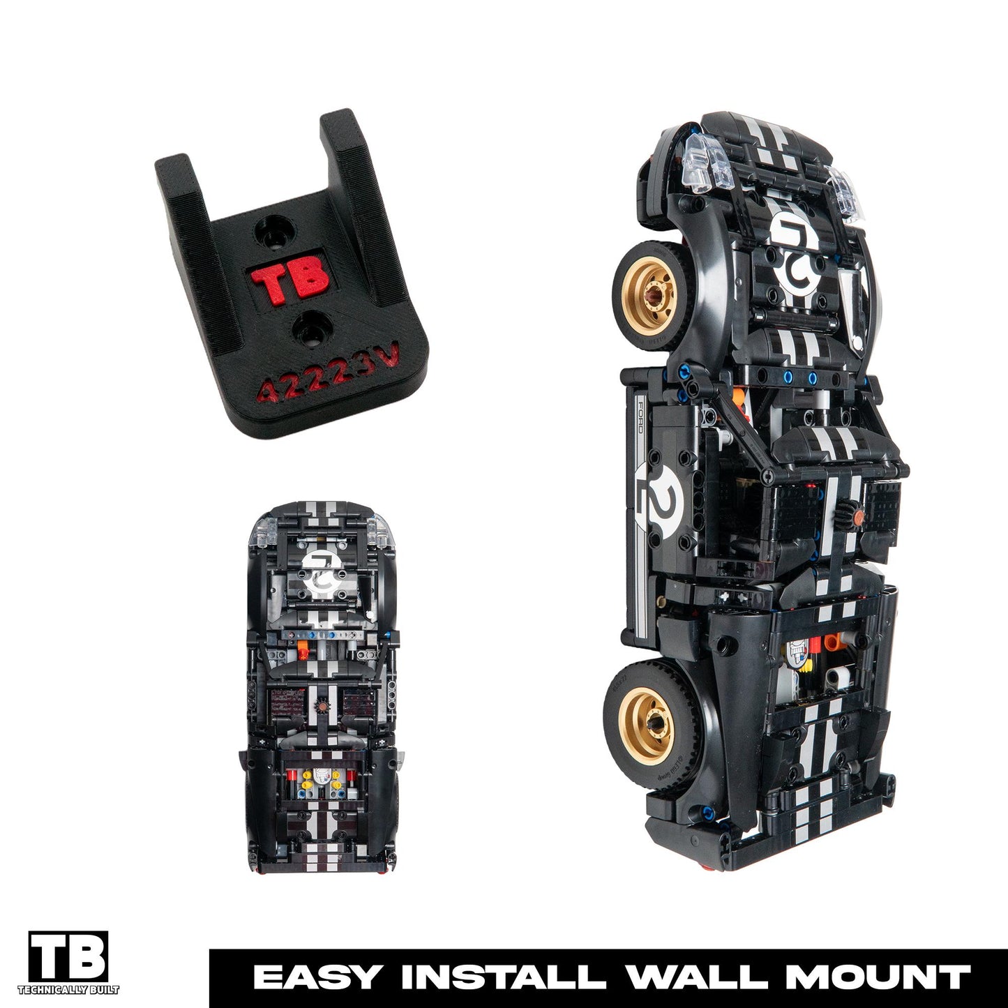 Vertical Wall Mount for LEGO Technic 1966 Ford GT40 MKII Race Car-42223