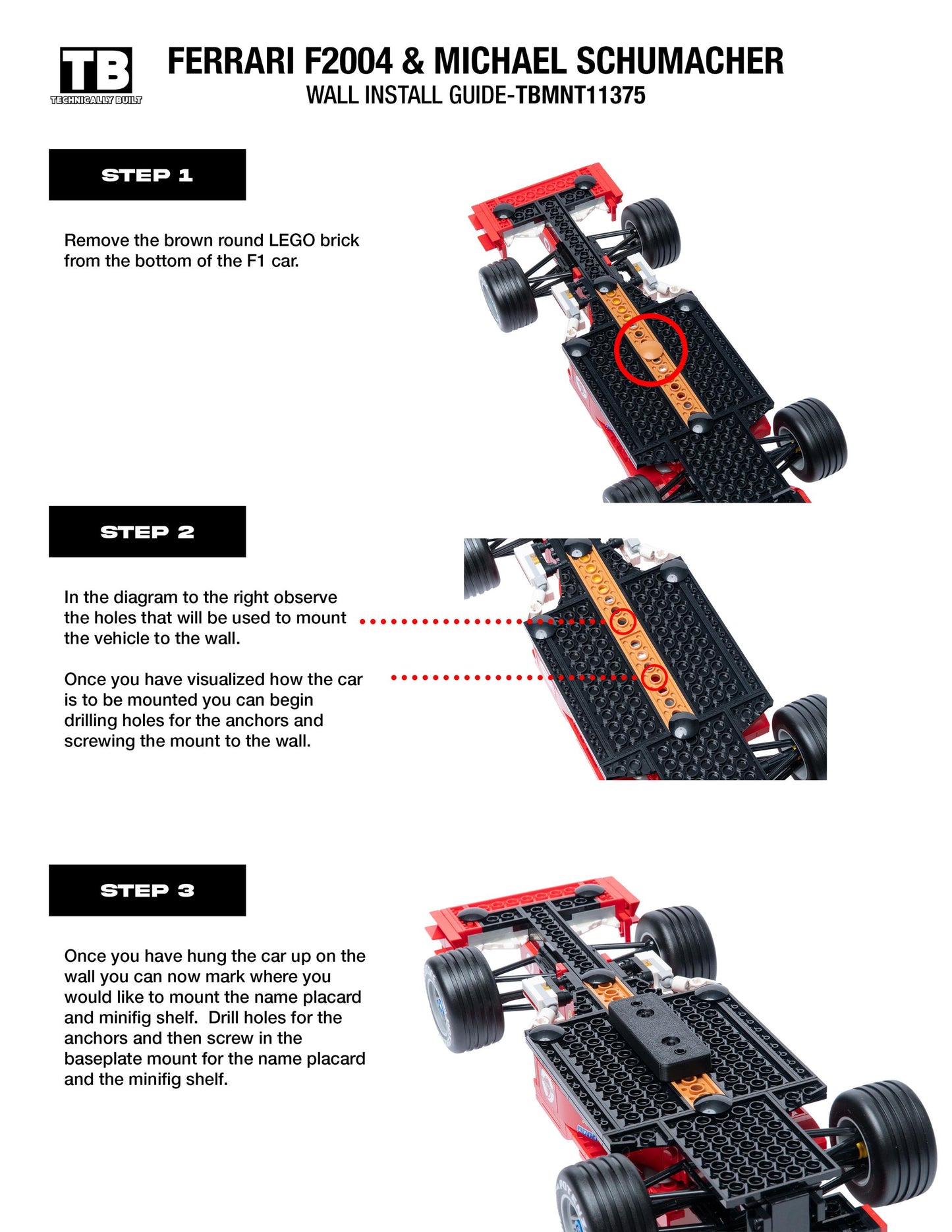 Wall Mount for LEGO Icons Ferrari F2004 & Michael Schumacher-11375