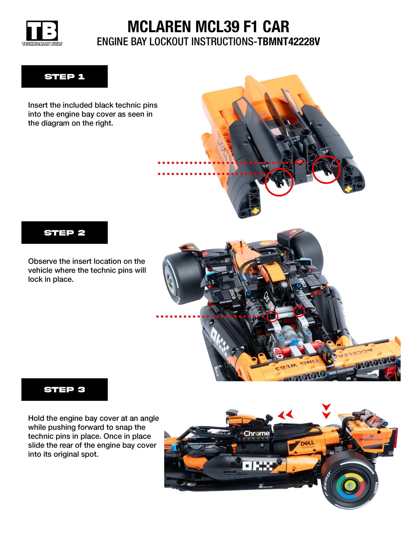 Upside Down Wall Mount for LEGO McLaren MCL39 F1 Car-42228