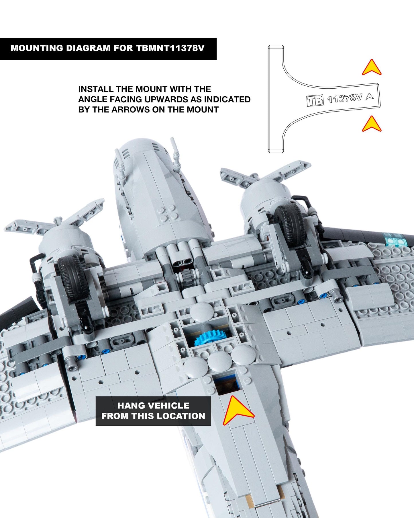Vertical Wall Mount for LEGO Icons Douglas DC-3 Panam Airliner-11378