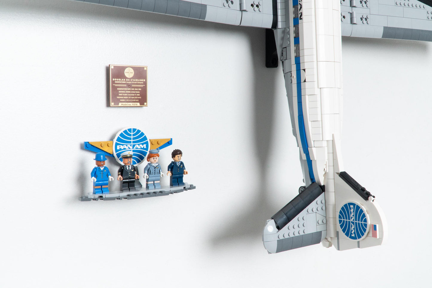 Vertical Wall Mount for LEGO Icons Douglas DC-3 Panam Airliner-11378