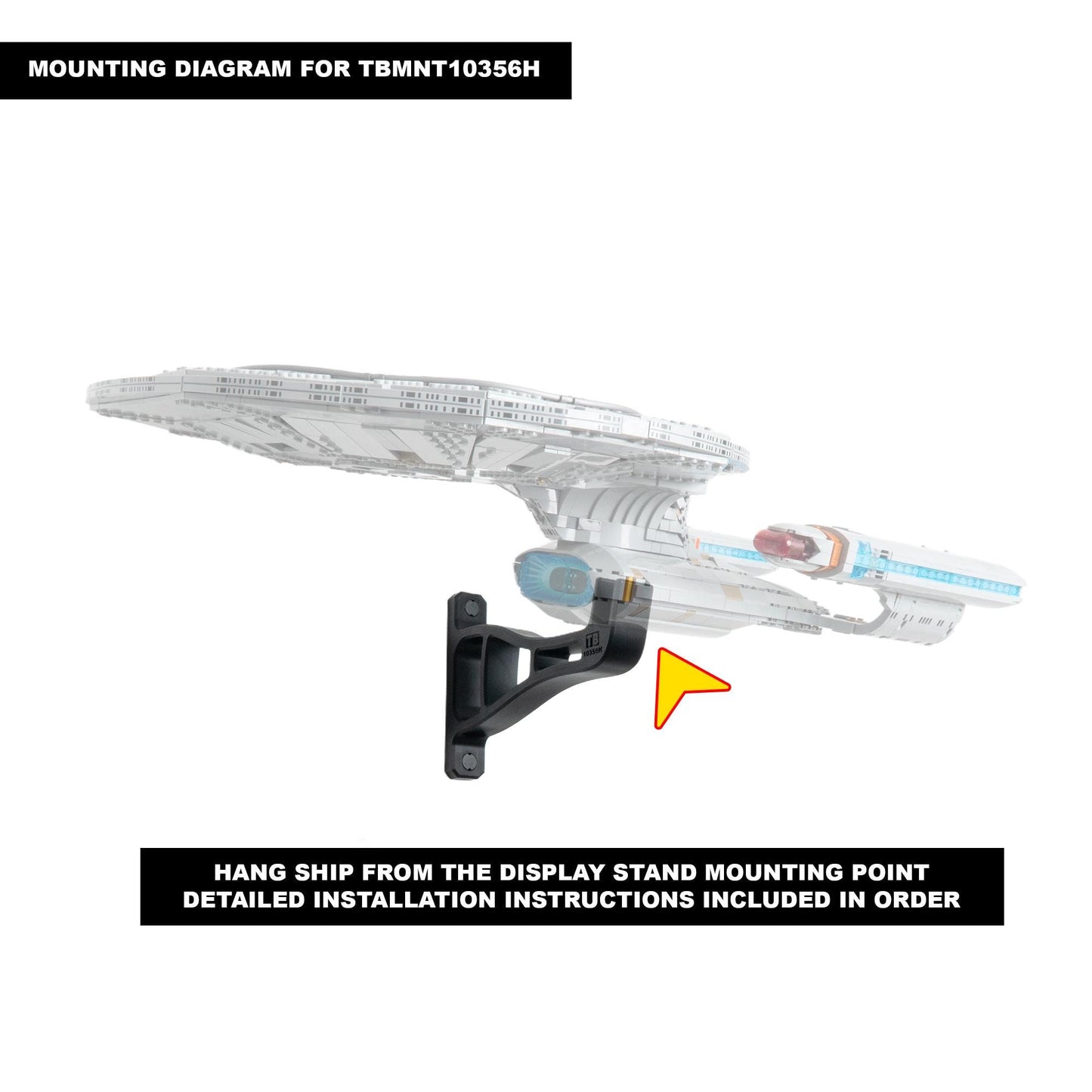 Horizontal Wall Mount for LEGO Star Trek: U.S.S. Enterprise NCC-1701-D-10356