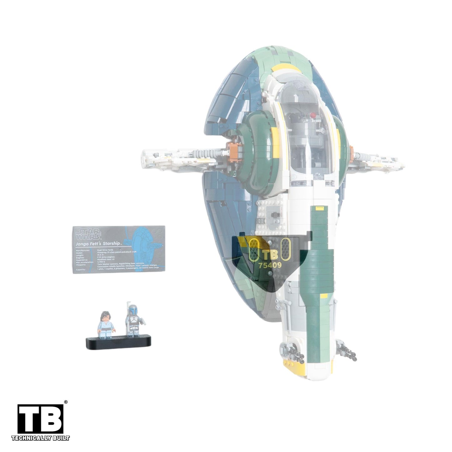 Vertical Wall Mount for LEGO Star Wars Jango Fett's Firespray-Class Starship-75409