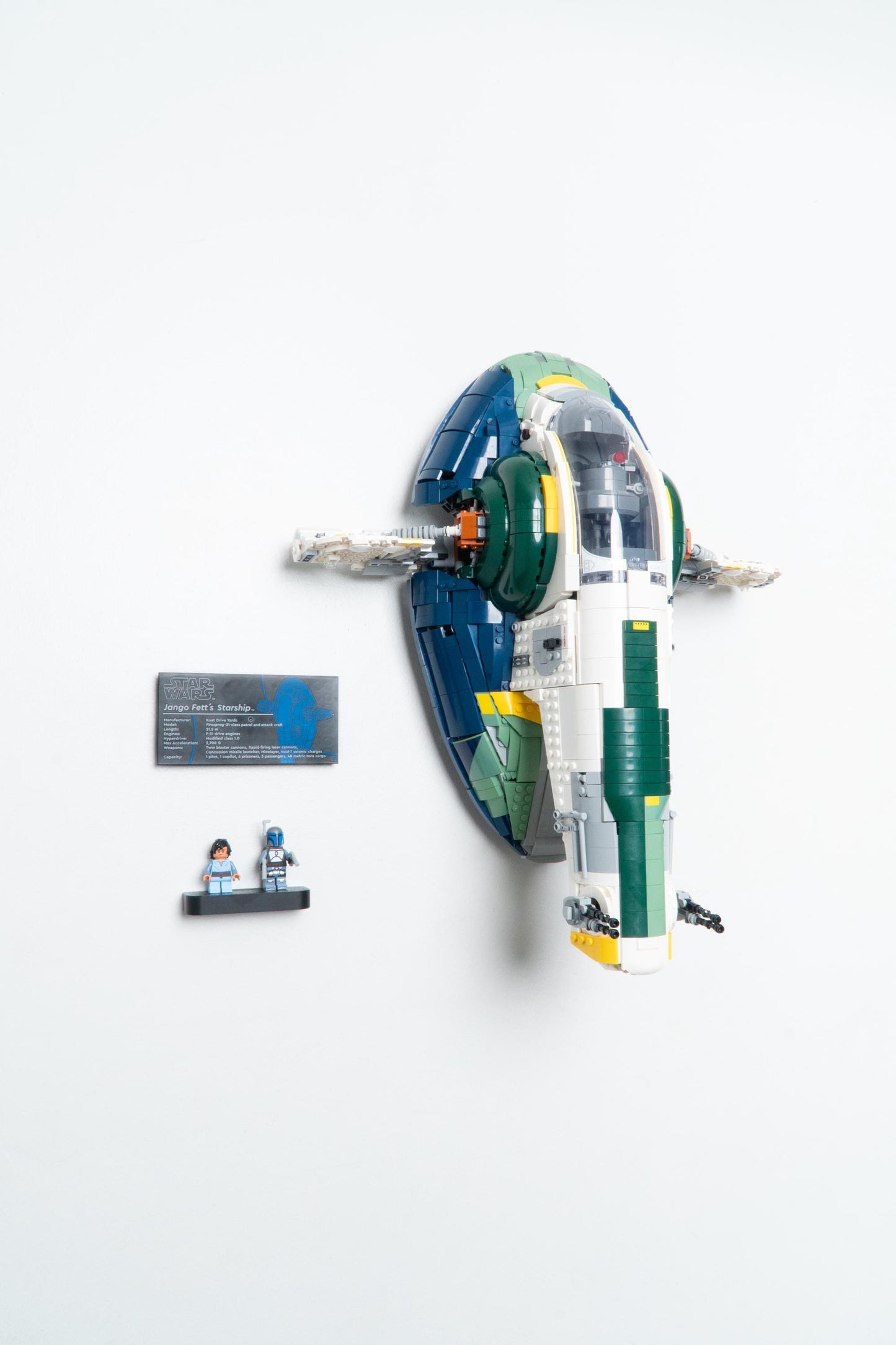 Vertical Wall Mount for LEGO Star Wars Jango Fett's Firespray-Class Starship-75409