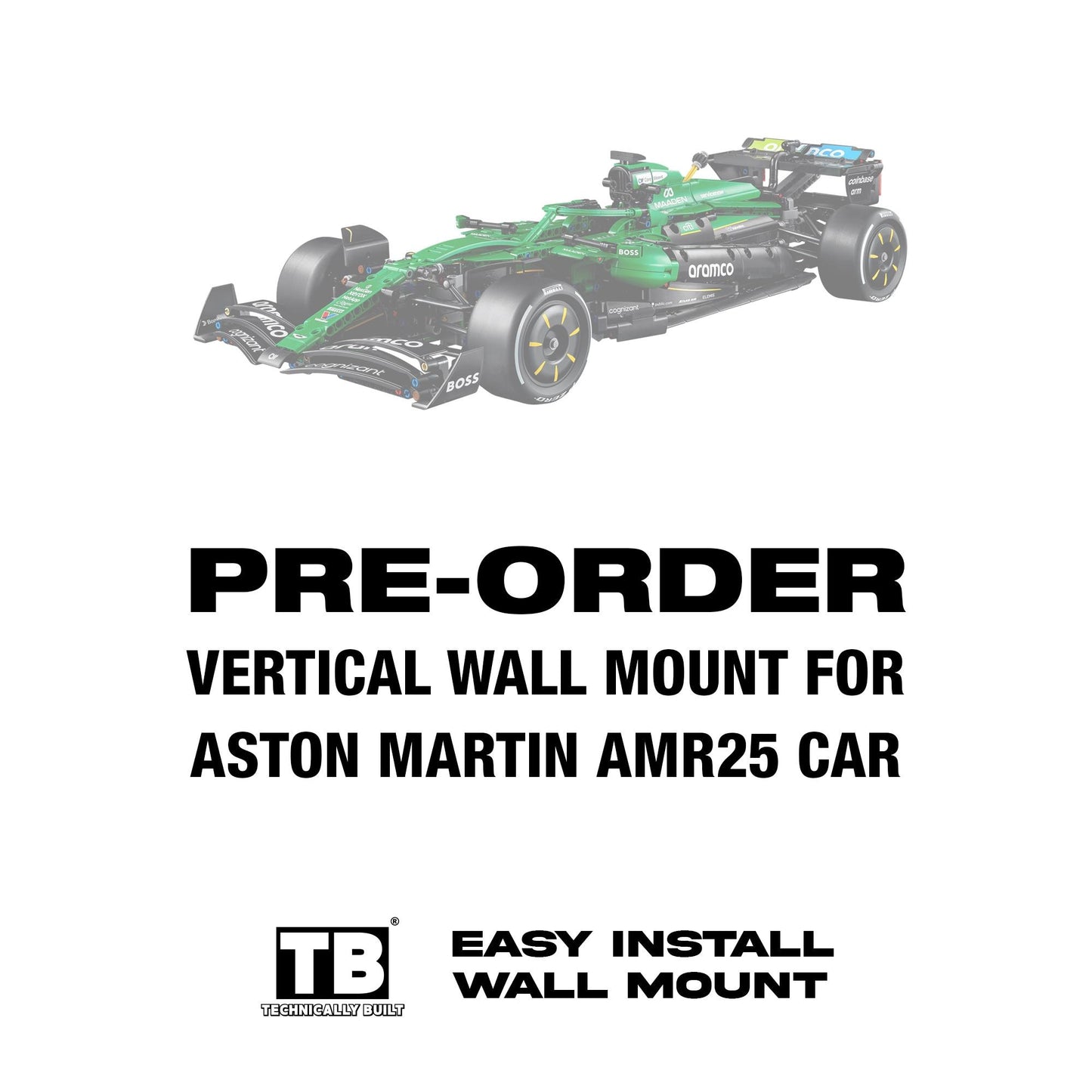 PRE-ORDER Vertical Wall Mount for LEGO Technic Aston Martin Aramco AMR25 F1 Car-42240