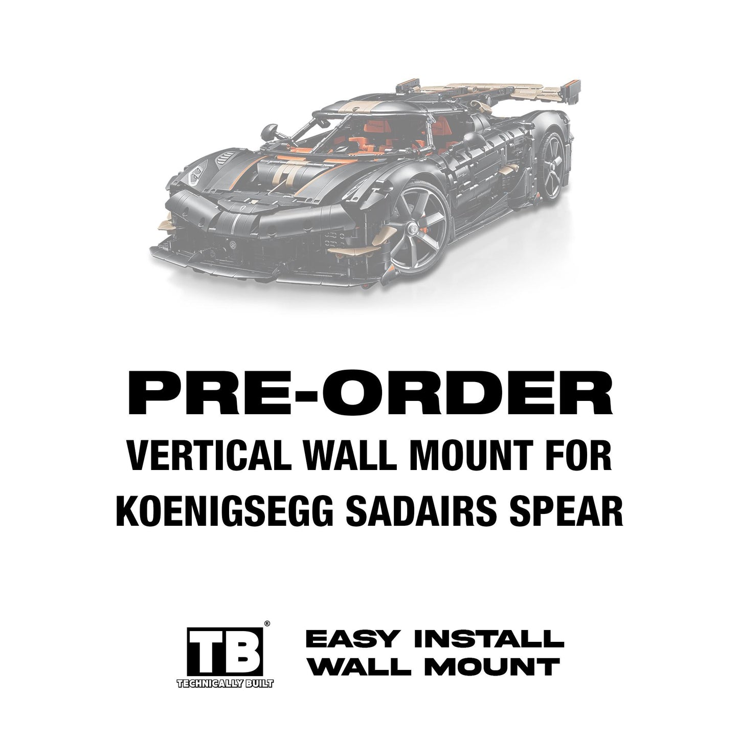 PRE-ORDER Vertical Wall Mount for LEGO Technic Koenigsegg Sadair's Spear Megacar-42232