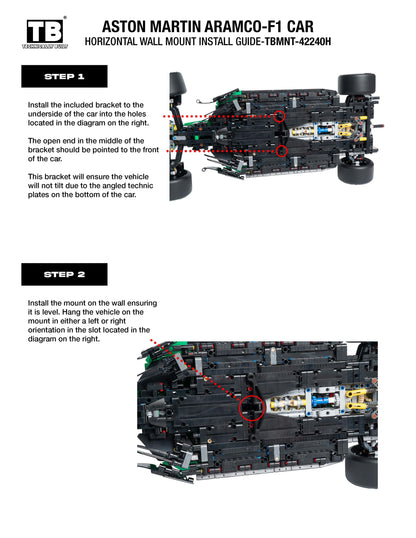 Horizontal Wall Mount for LEGO Technic Aston Martin Aramco AMR25 F1 Car-42240