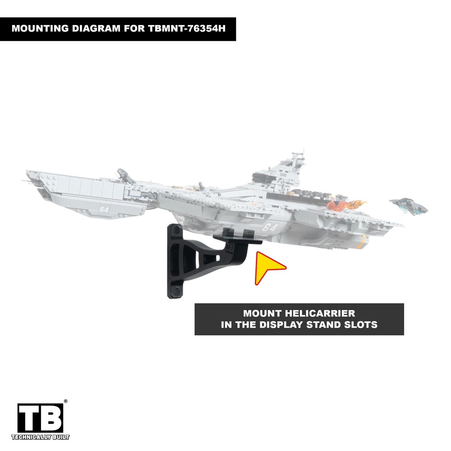 Horizontal Wall Mount Compatible with LEGO Shield Helicarrier-76354