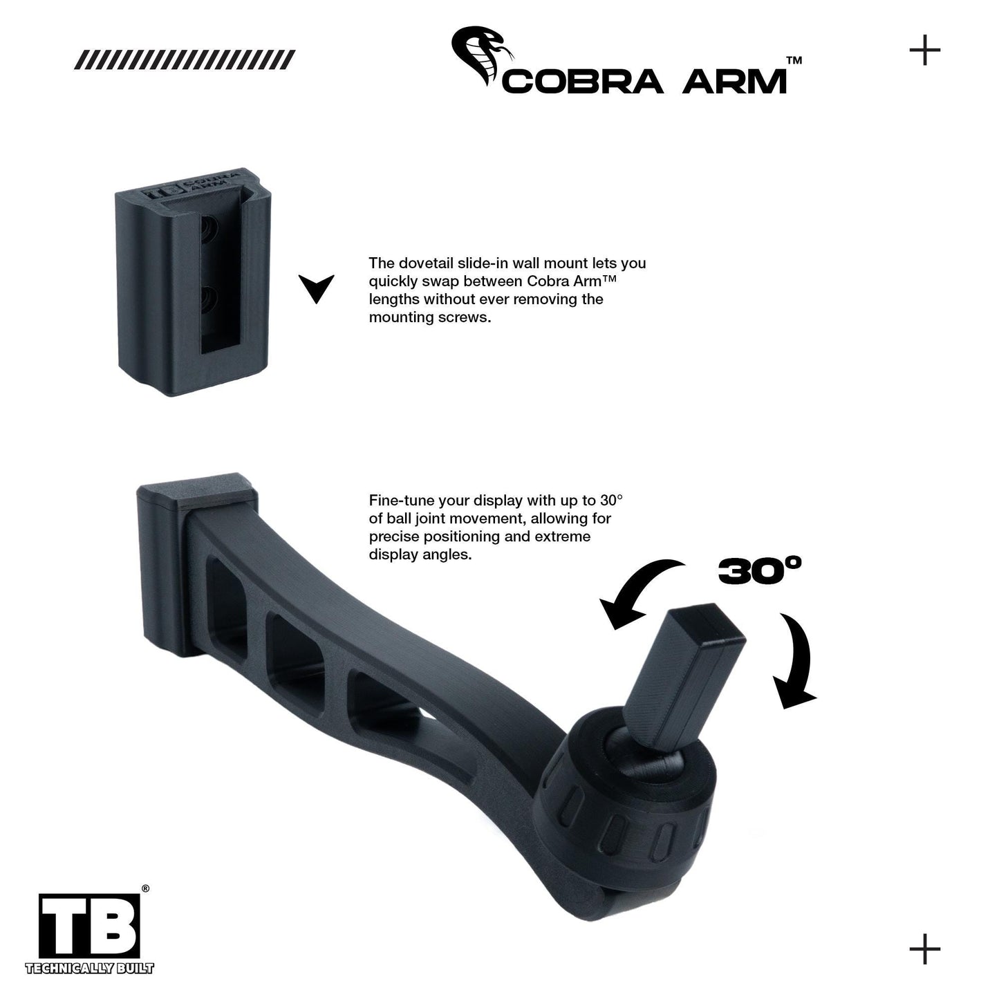 Cobra Arm Wall Mount Compatible With LEGO Star Wars TIE Interceptor 75382