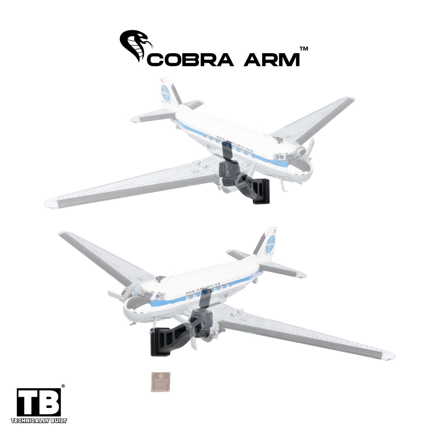 Cobra Arm Wall Mount Compatible With Lego Icons Douglas DC-3 PAN AM Airliner 11378